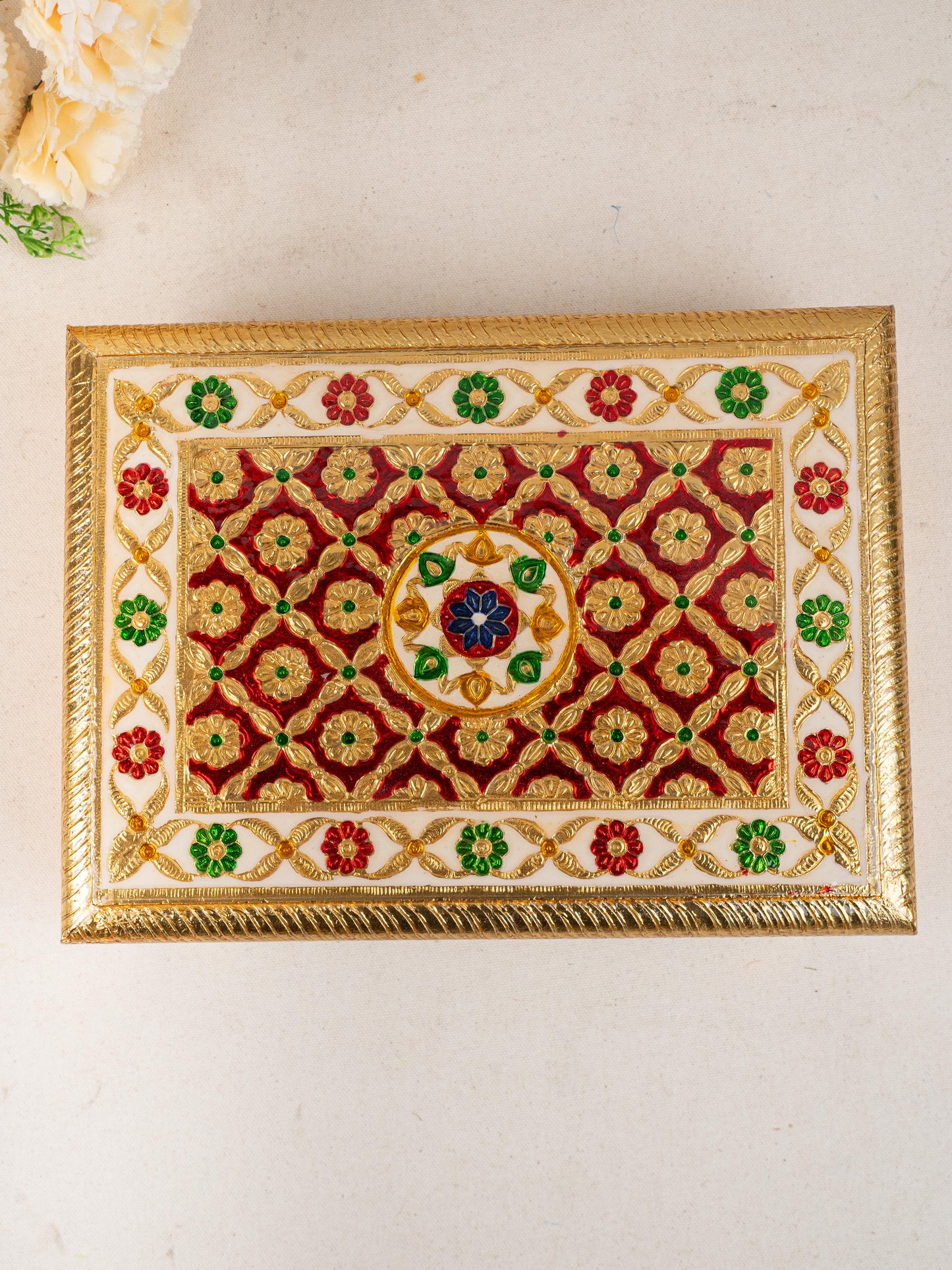 Meenakari Bajot - Floral Design - 9x12 inch - Red - WL5208-1