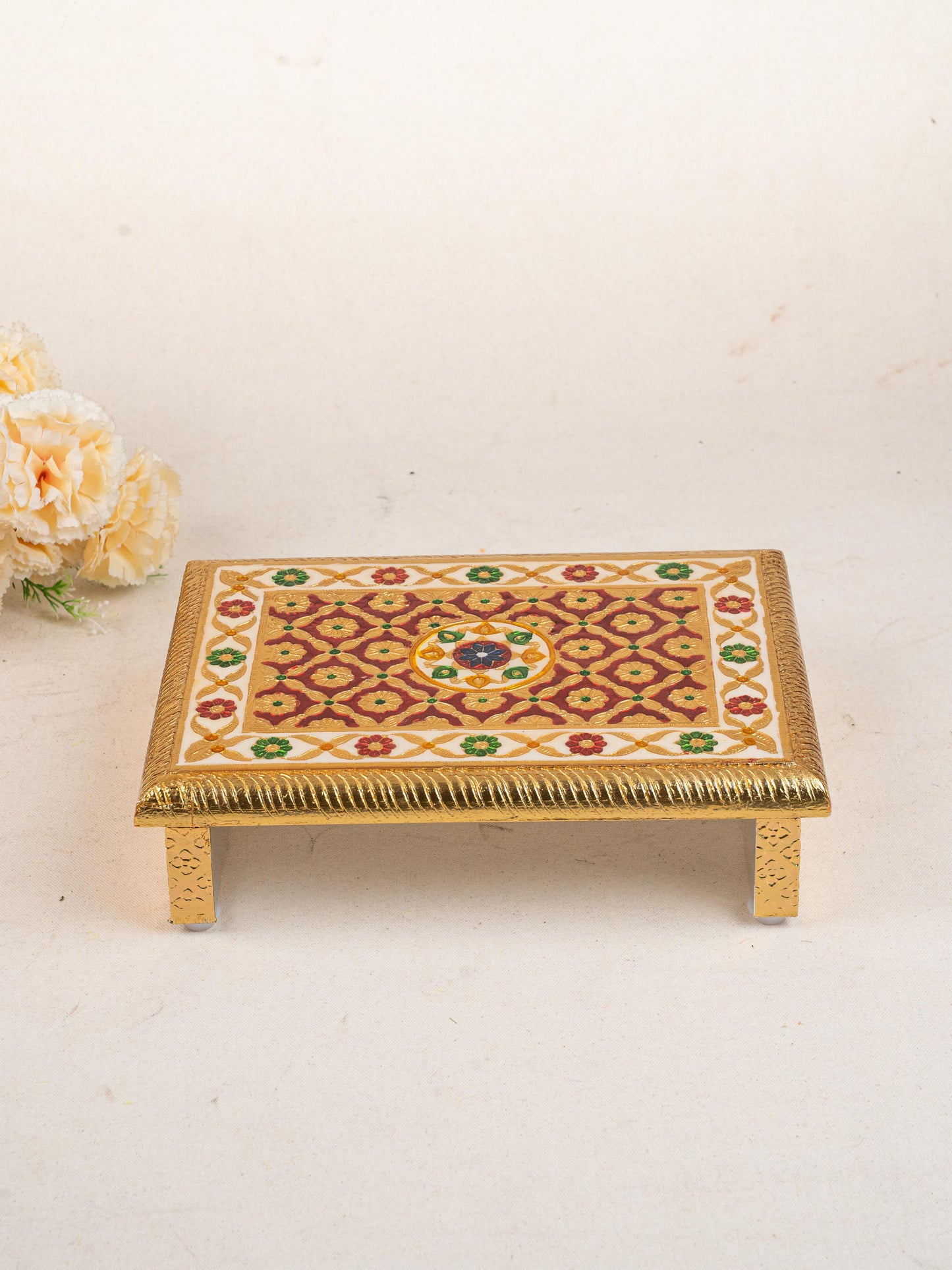 Meenakari Bajot - Floral Design - 9x12 inch - Red - WL5208-1