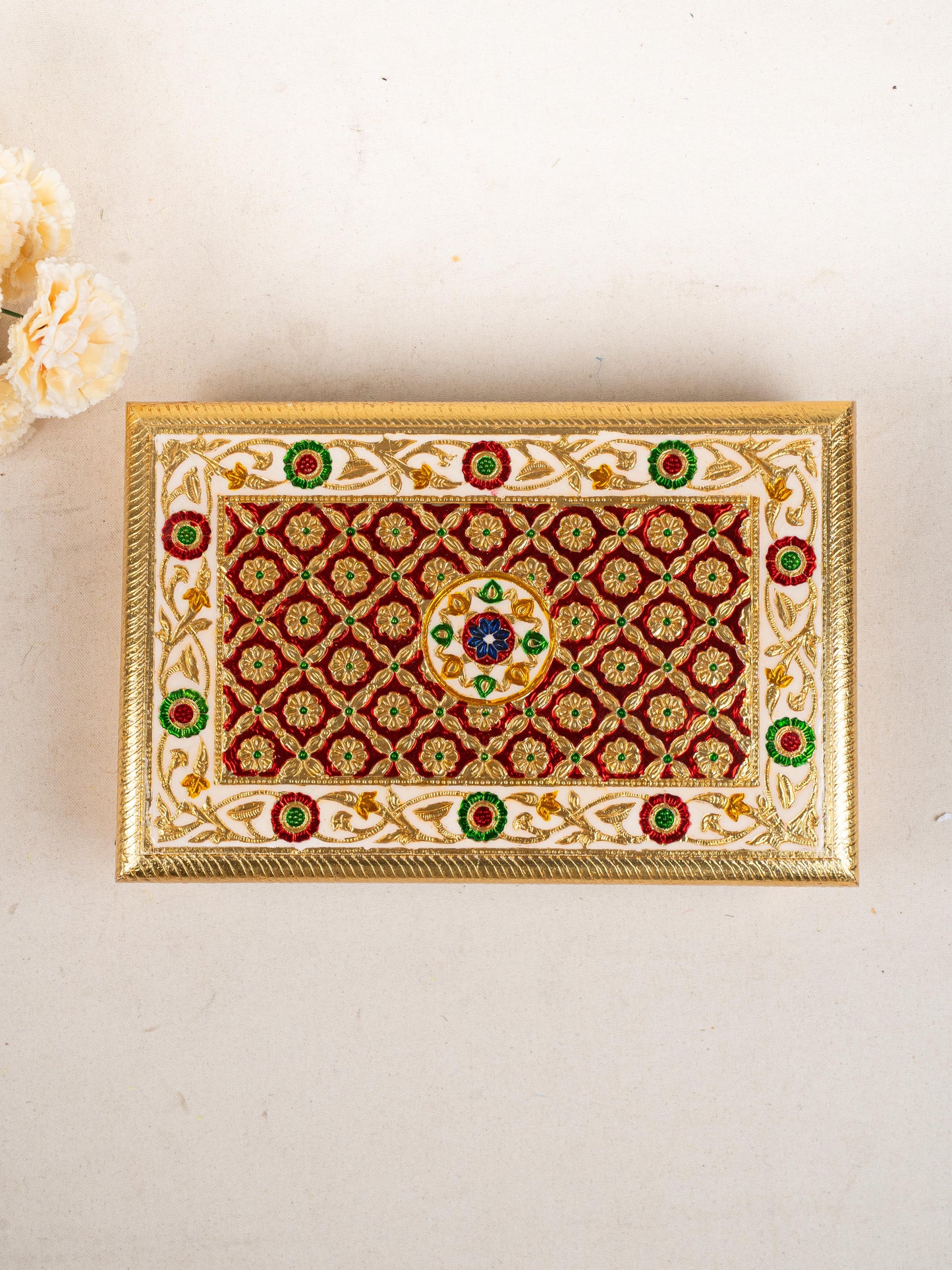 Meenakari Bajot - Floral Design - 10x15 inch - Red - WL5208-2
