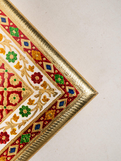 Meenakari Bajot - Floral Design - 15x21 inch - Red - WL5208-4