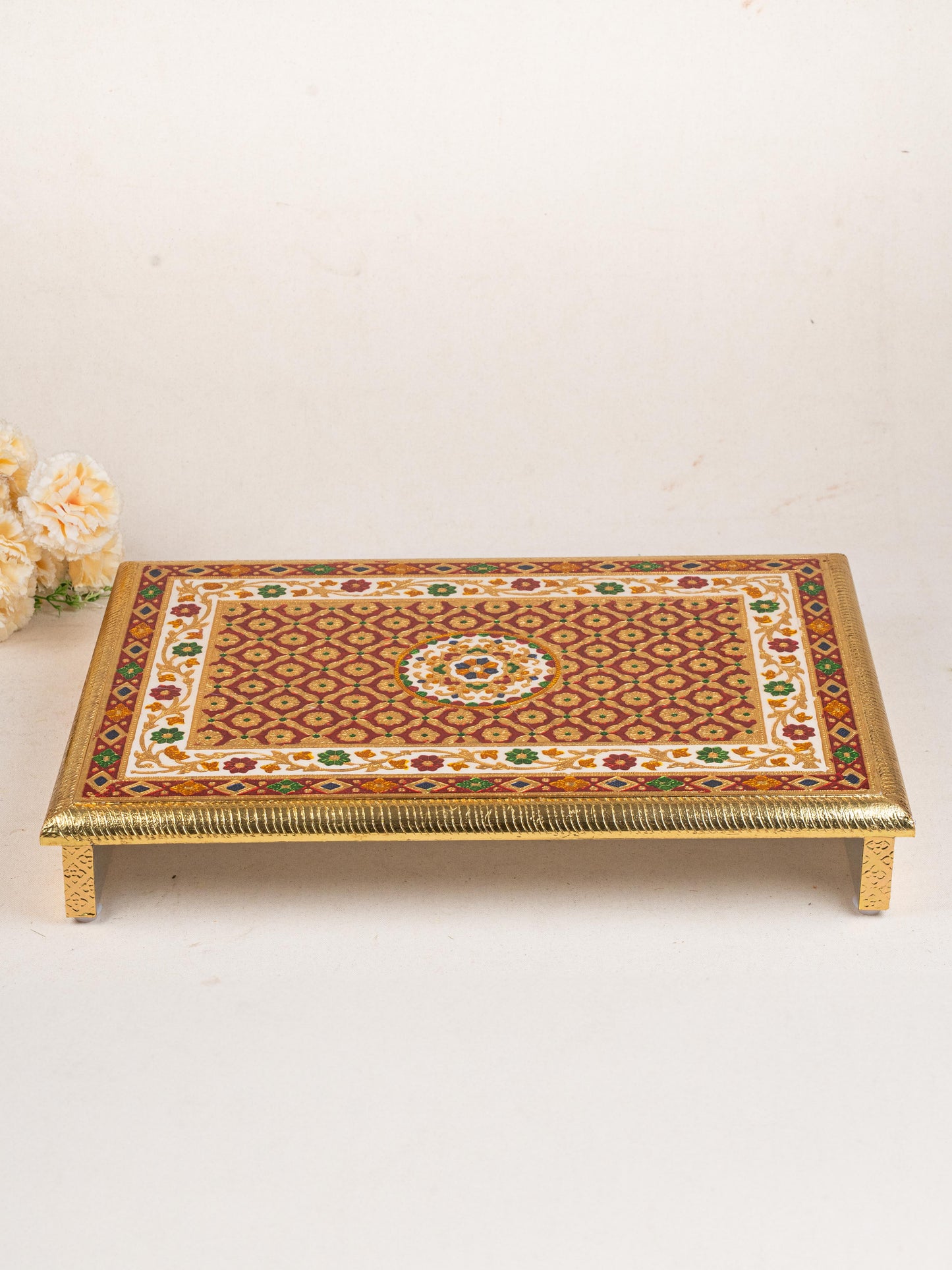Meenakari Bajot - Floral Design - 12x18 inch - Red - WL5208-3