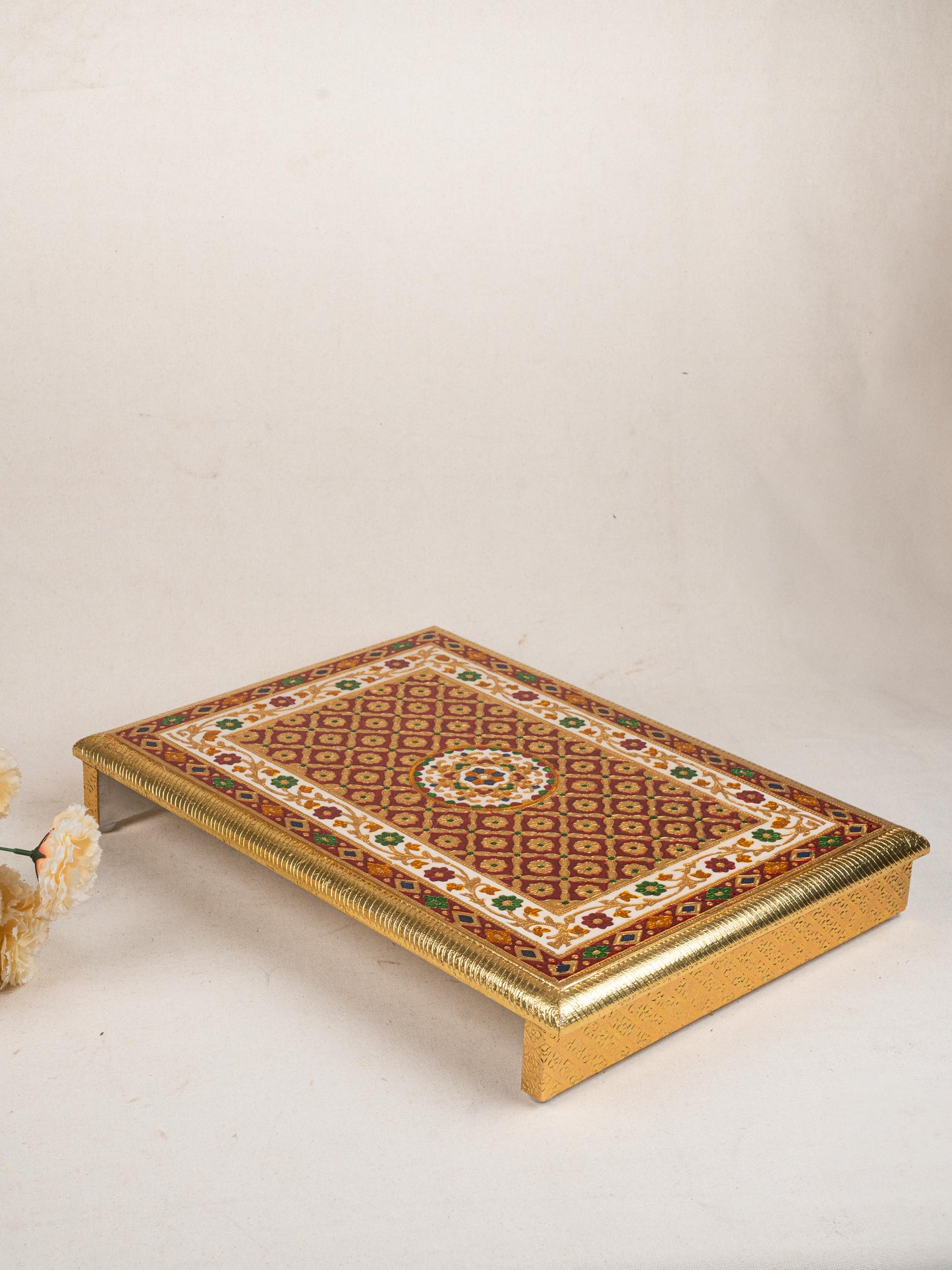 Meenakari Bajot - Floral Design - 15x21 inch - Red - WL5208-4