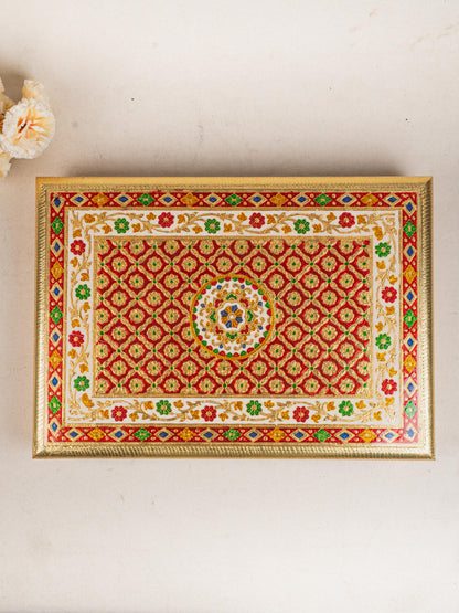Meenakari Bajot - Floral Design - 15x21 inch - Red - WL5208-4
