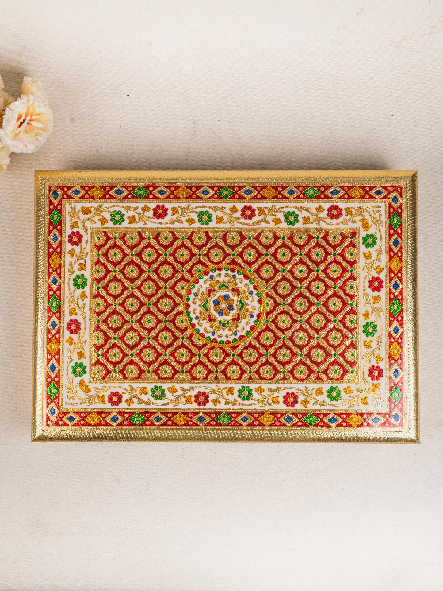 Meenakari Bajot - Floral Design - 12x18 inch - Red - WL5208-3