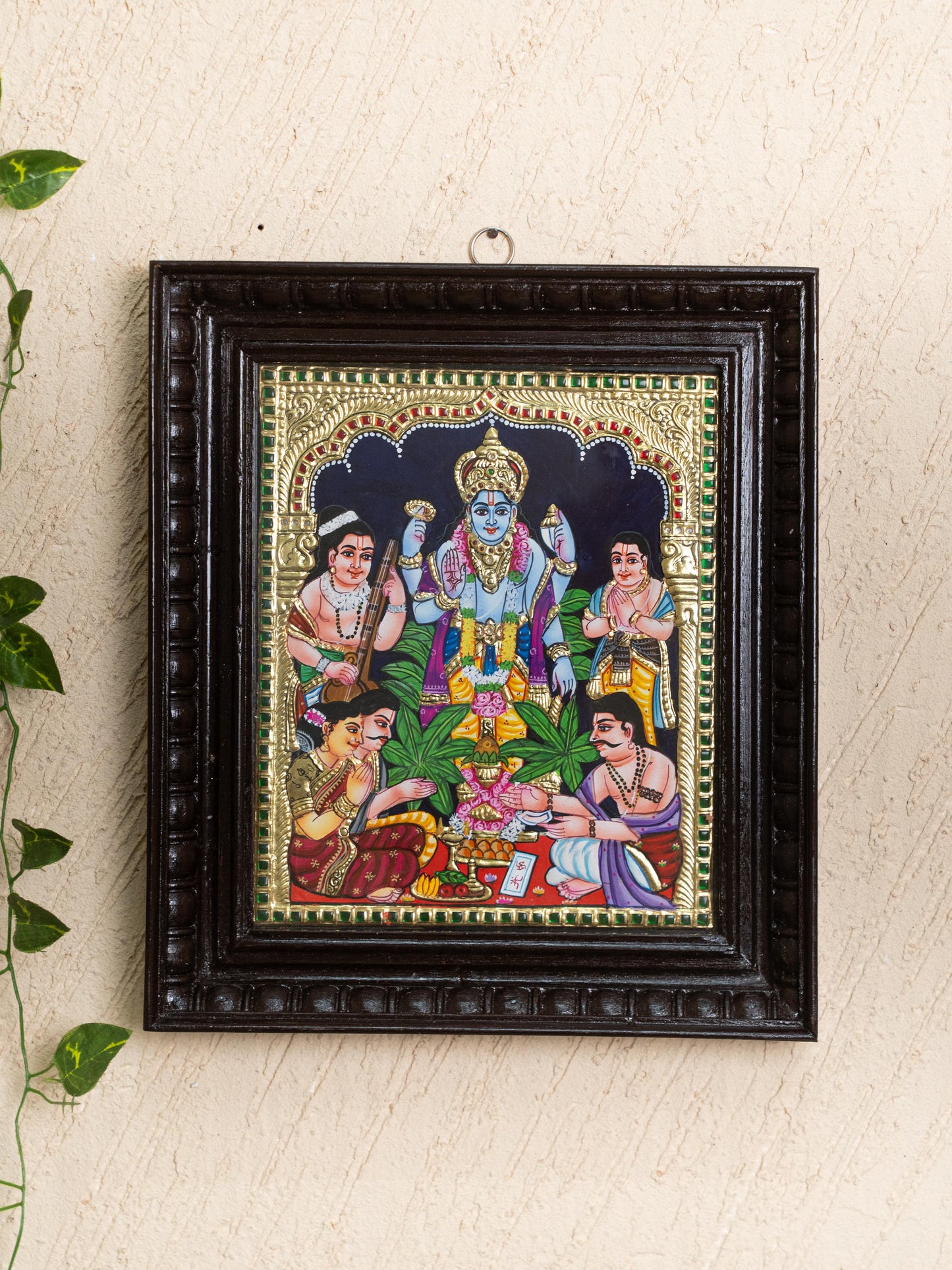 Tanjore Painting - Satyanarayana - Flat (Gold Foil) - 12x10 inch - WL5206