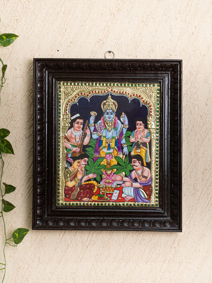 Tanjore Painting - Satyanarayana - Flat (Gold Foil) - 12x10 inch - WL5206