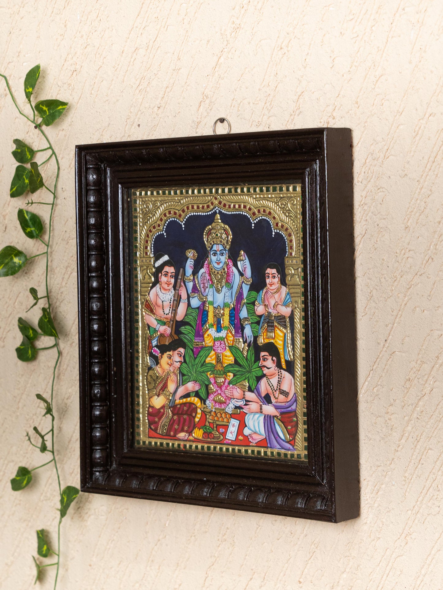 Tanjore Painting - Satyanarayana - Flat (Gold Foil) - 12x10 inch - WL5206