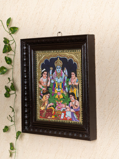 Tanjore Painting - Satyanarayana - Flat (Gold Foil) - 12x10 inch - WL5206