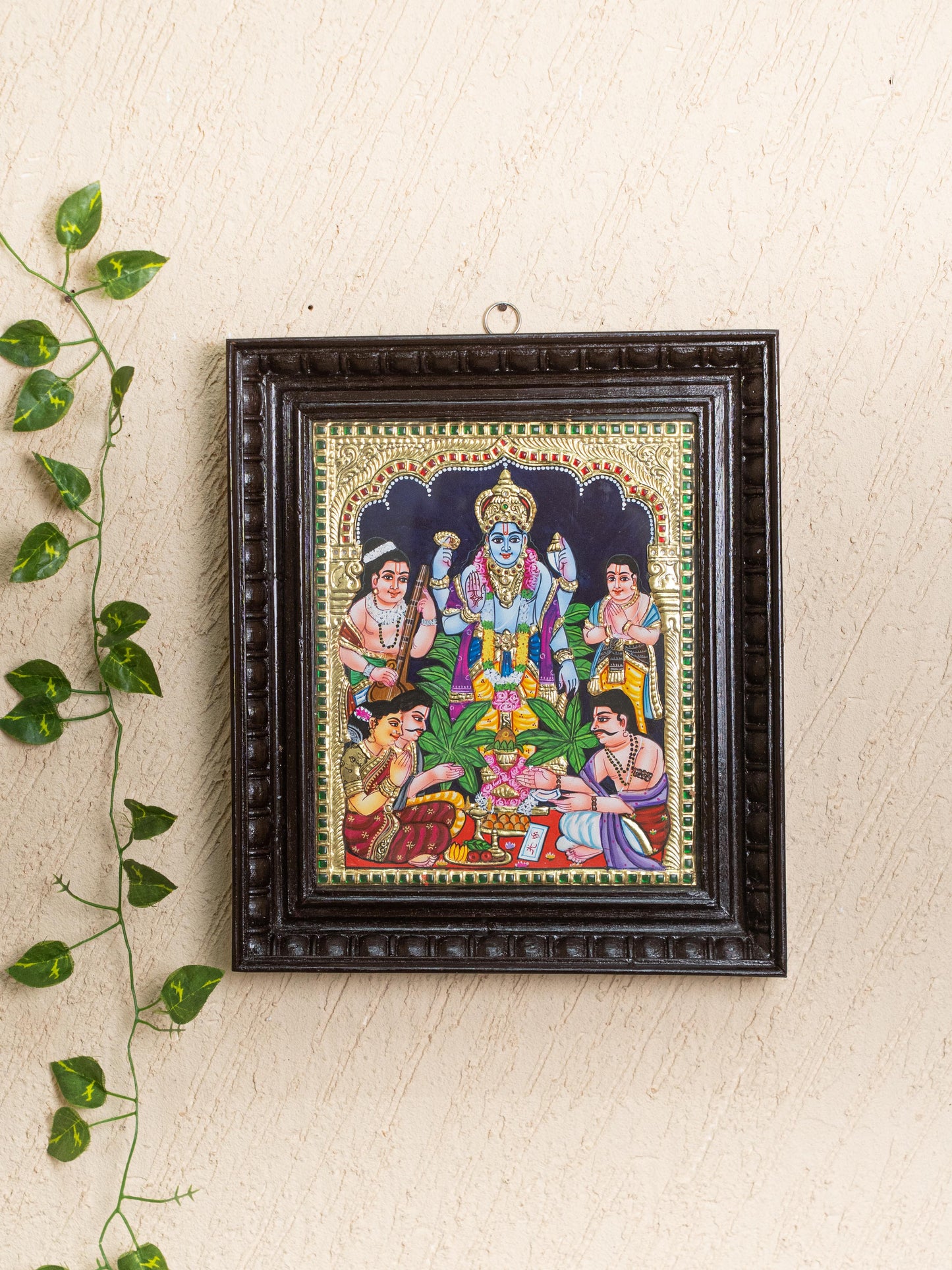 Tanjore Painting - Satyanarayana - Flat (Gold Foil) - 12x10 inch - WL5206