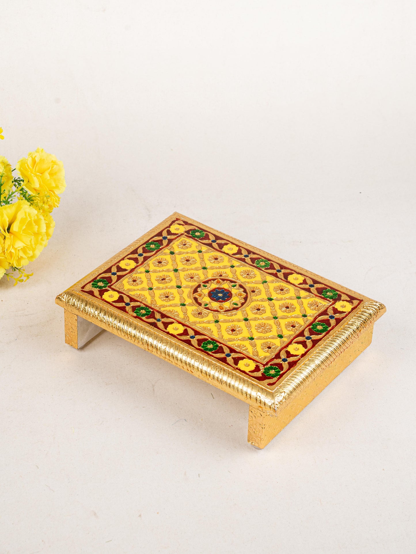 Meenakari Bajot - Floral Design - 9x12 inch - Yellow - WL5209-1