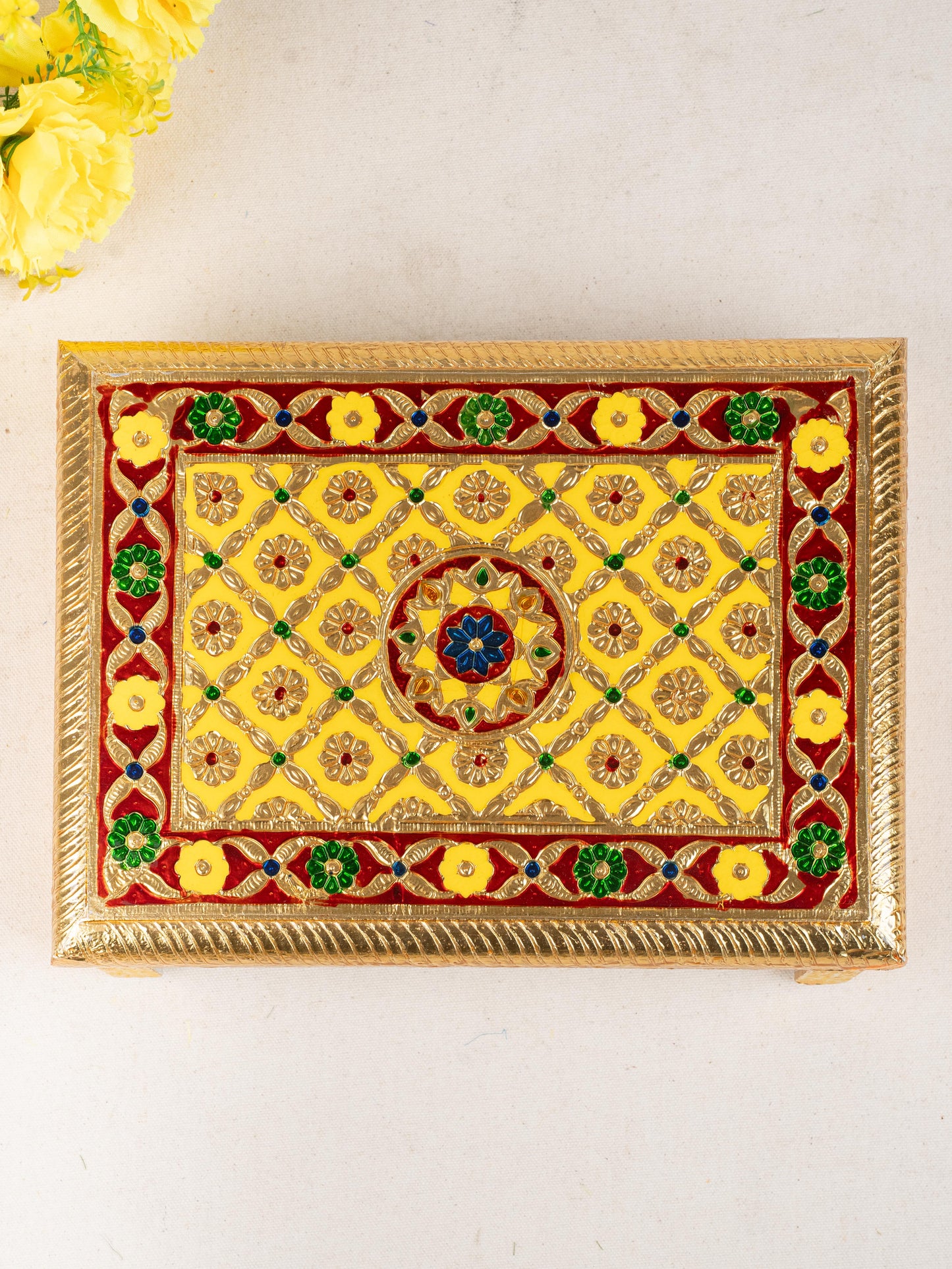 Meenakari Bajot - Floral Design - 9x12 inch - Yellow - WL5209-1