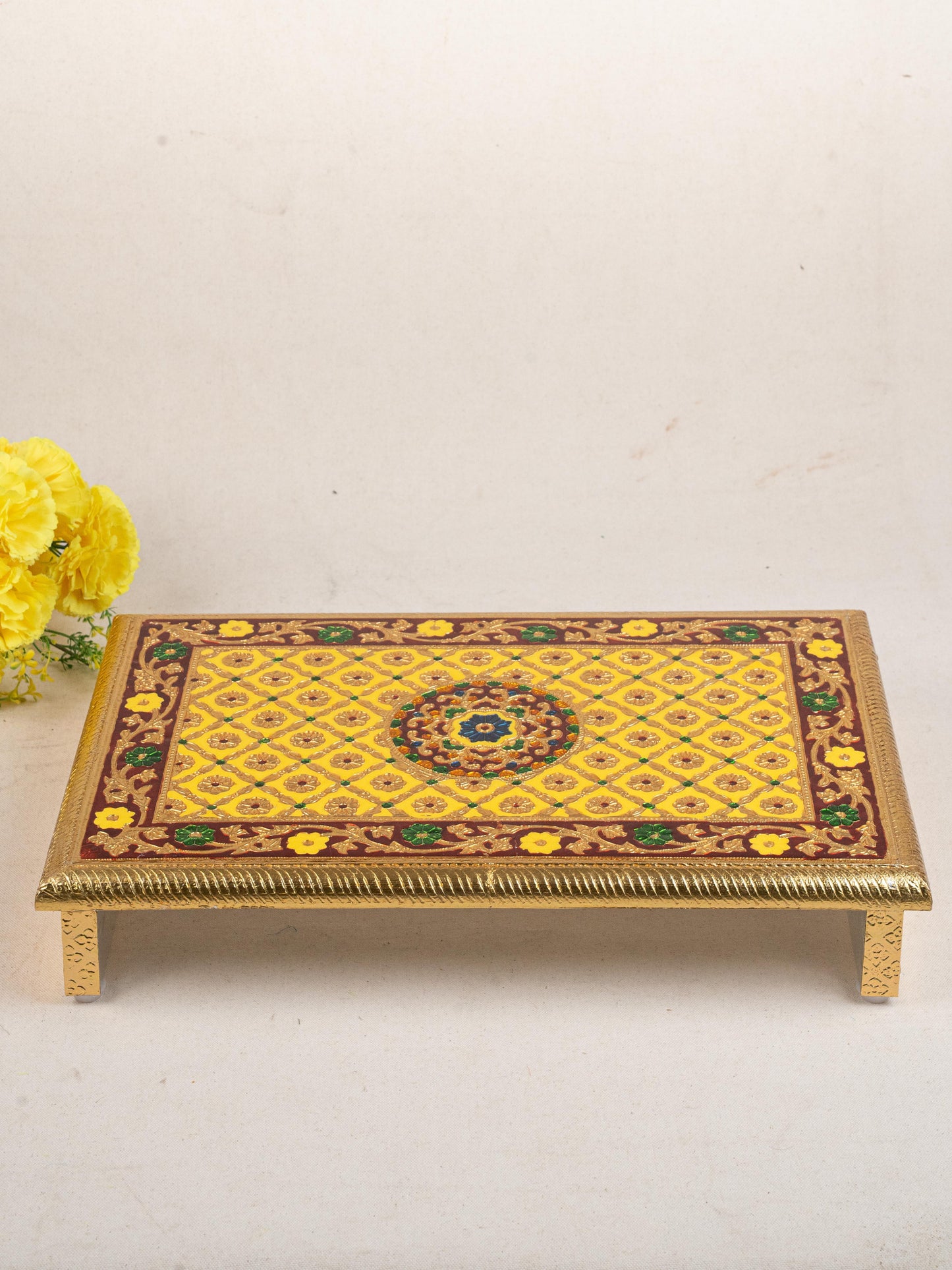 Meenakari Bajot - Floral Design - 12x18 inch - Yellow - WL5209-3