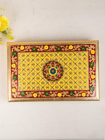 Meenakari Bajot - Floral Design - 12x18 inch - Yellow - WL5209-3