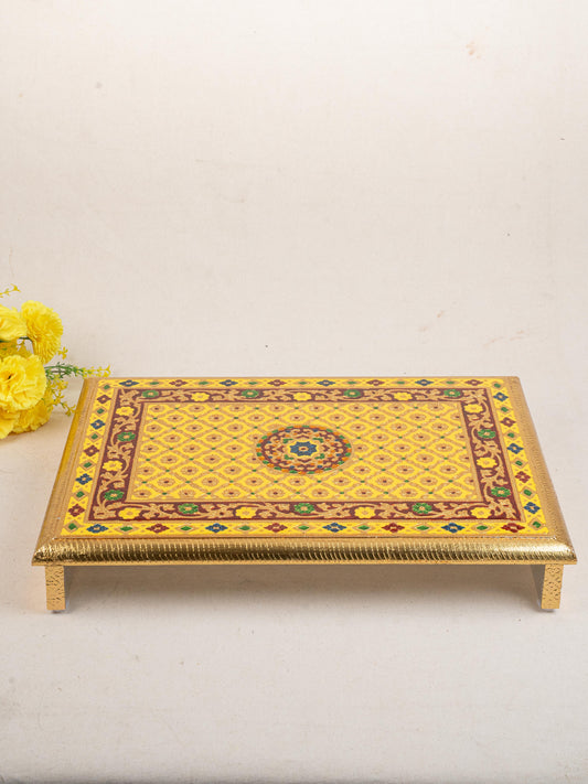 Meenakari Bajot - Floral Design - 15x21 inch -  Yellow - WL5209-4