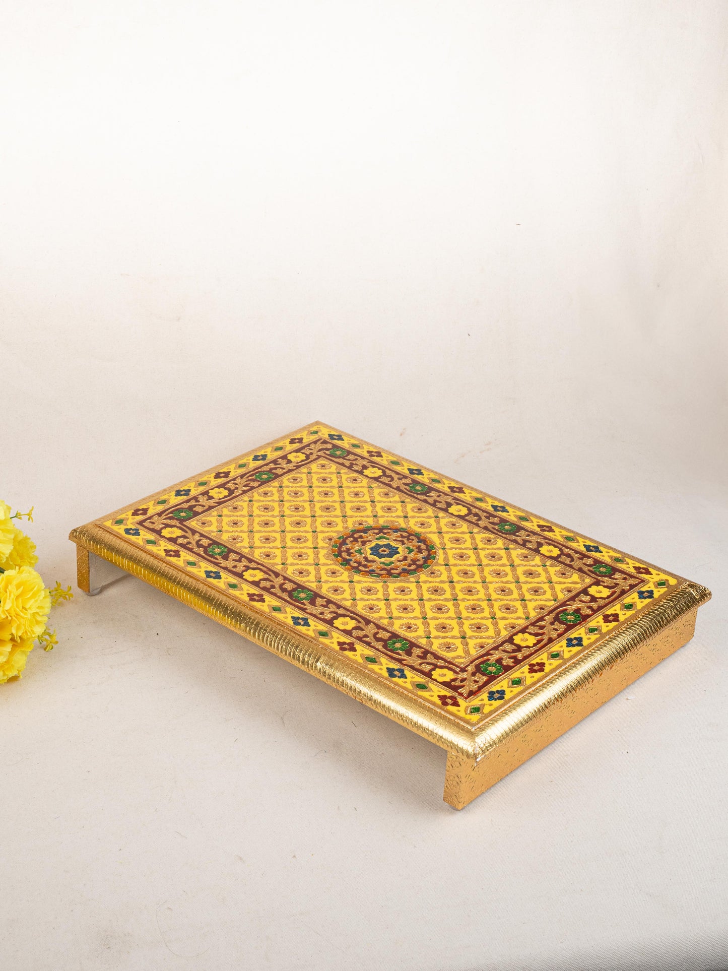 Meenakari Bajot - Floral Design - 15x21 inch -  Yellow - WL5209-4