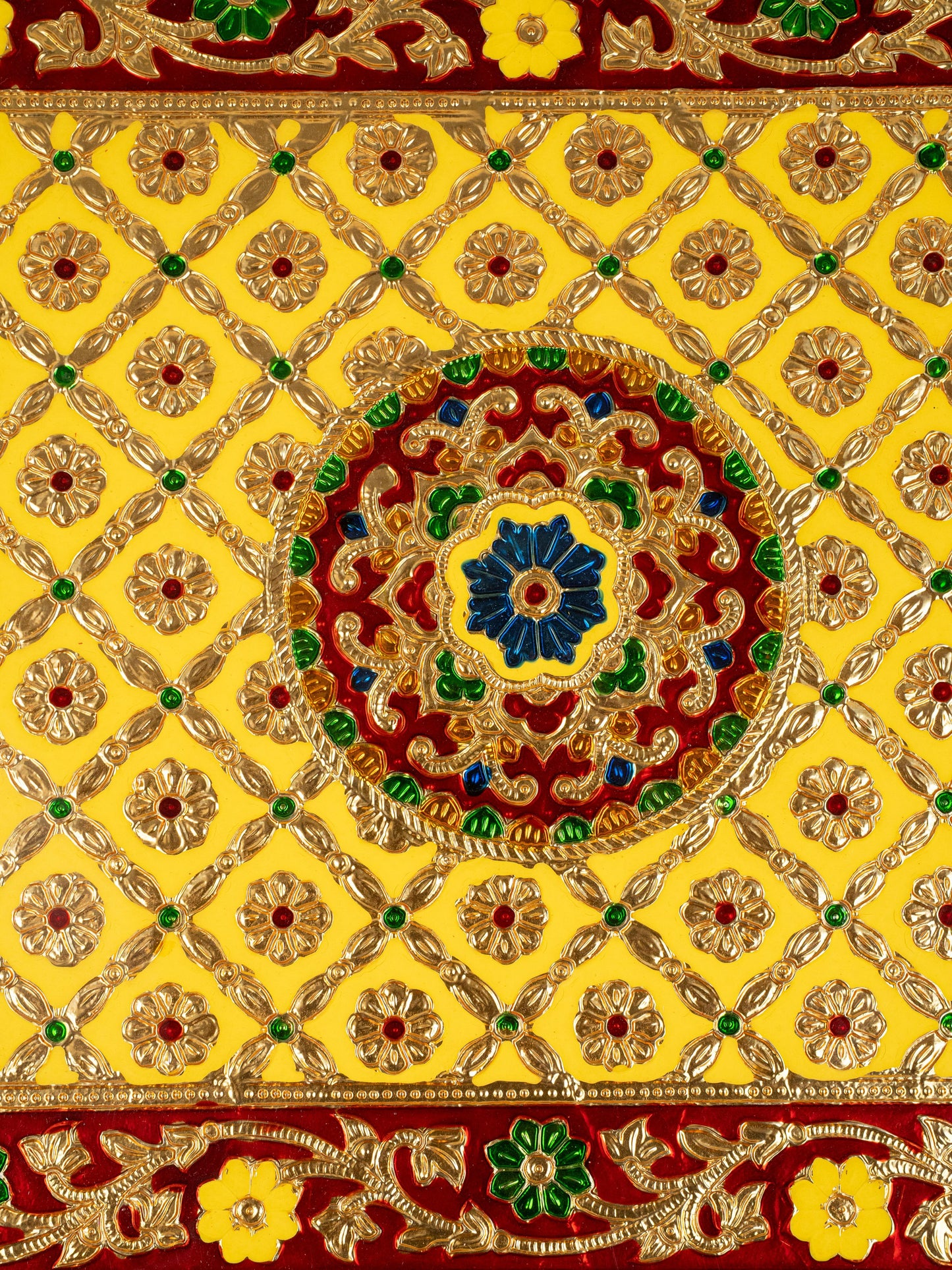 Meenakari Bajot - Floral Design - 15x21 inch -  Yellow - WL5209-4
