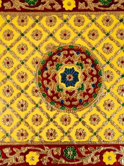 Meenakari Bajot - Floral Design - 15x21 inch -  Yellow - WL5209-4