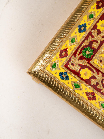 Meenakari Bajot - Floral Design - 15x21 inch -  Yellow - WL5209-4