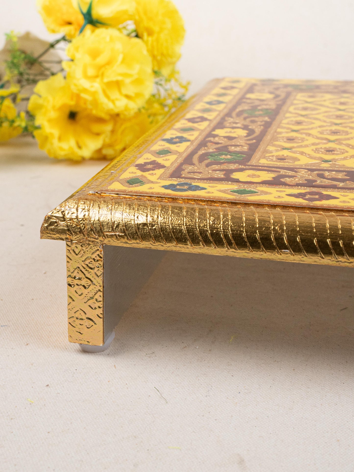 Meenakari Bajot - Floral Design - 15x21 inch -  Yellow - WL5209-4