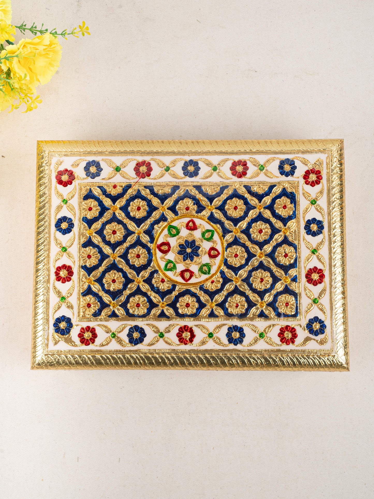 Meenakari Bajot - Floral Design - 9x12 inch - Blue - WL5210-1