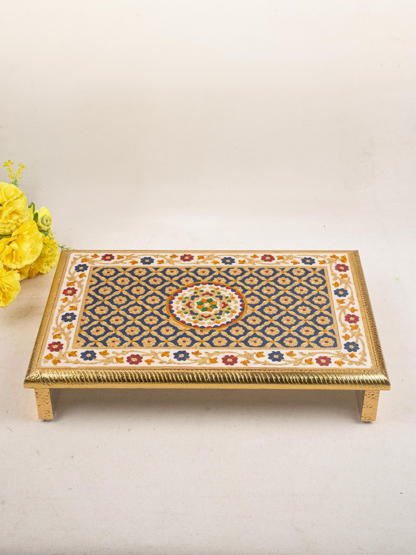 Meenakari Bajot - Floral Design - 12x18 inch - Blue - WL5210-3