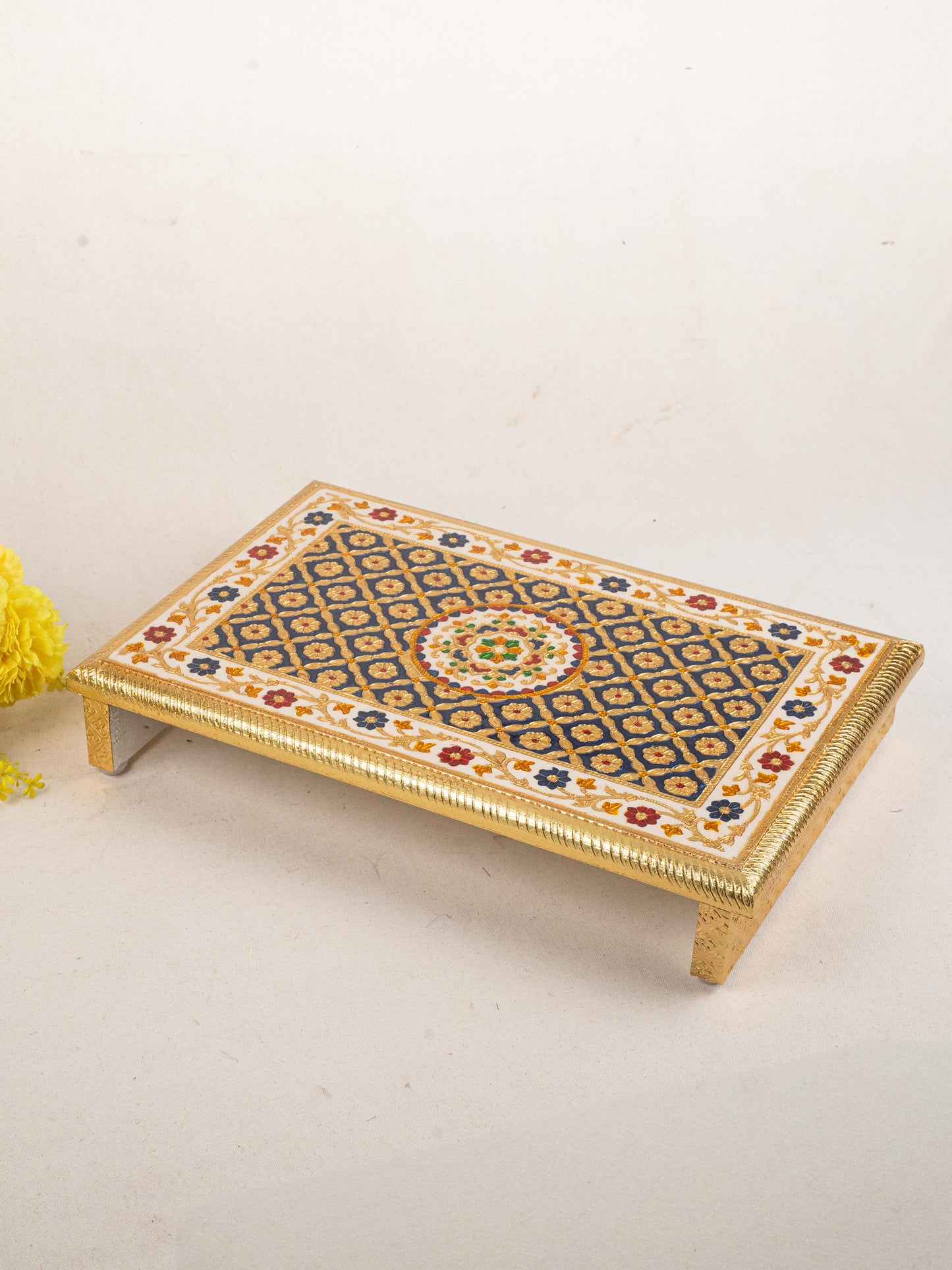 Meenakari Bajot - Floral Design - 12x18 inch - Blue - WL5210-3