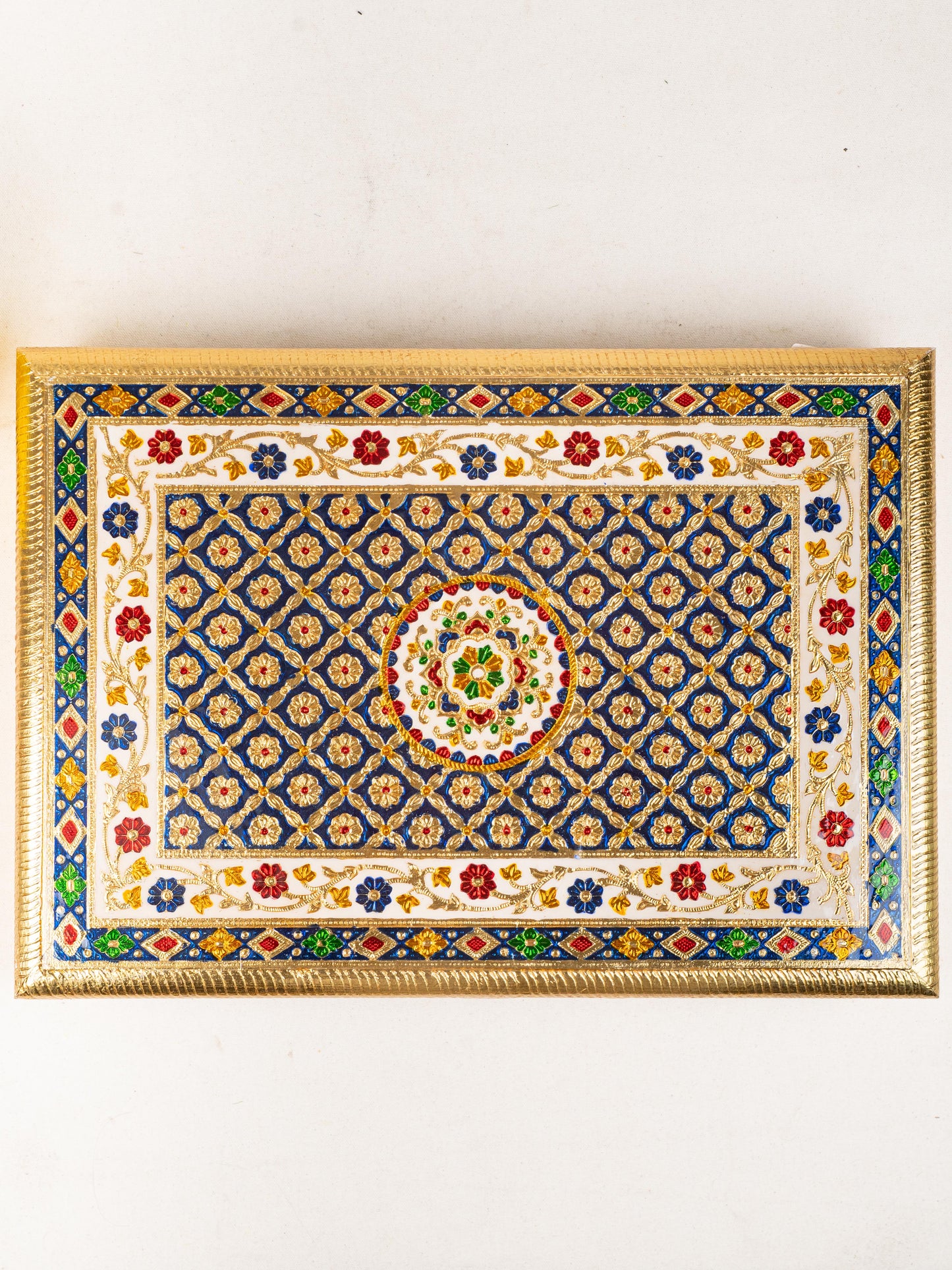 Meenakari Bajot - Floral Design - 15x21 inch -  Blue - WL5210-4