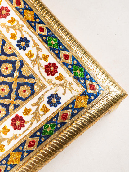 Meenakari Bajot - Floral Design - 15x21 inch -  Blue - WL5210-4