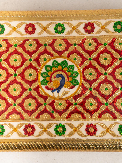 Meenakari Bajot - Peacock Design - 9x12 inch - Red - WL5211-1