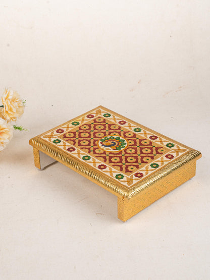 Meenakari Bajot - Peacock Design - 9x12 inch - Red - WL5211-1