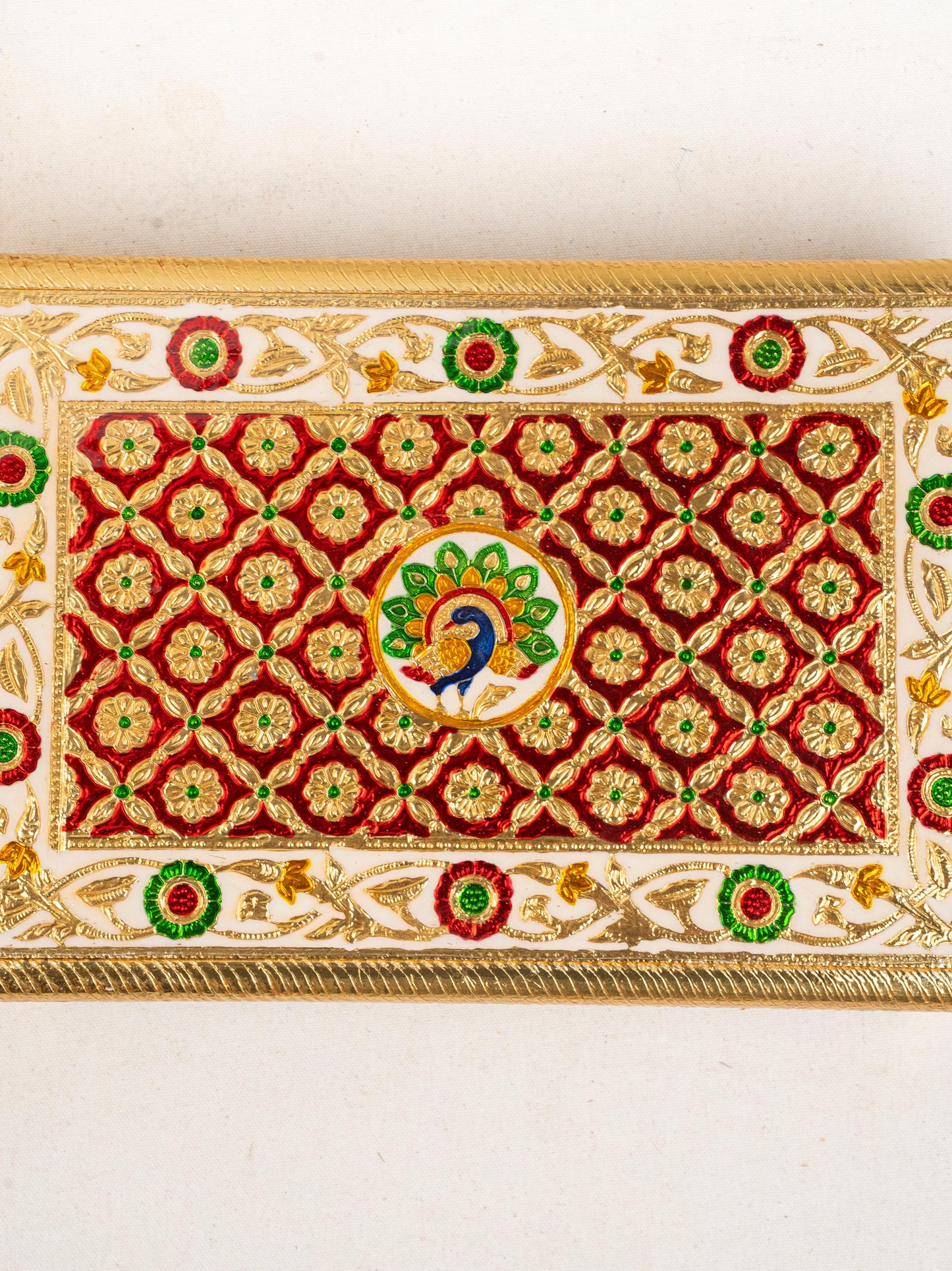 Meenakari Bajot - Peacock Design - 10x15 inch - Red - WL5211-2