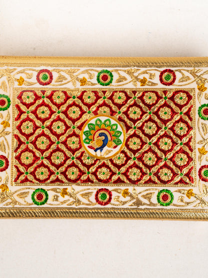 Meenakari Bajot - Peacock Design - 10x15 inch - Red - WL5211-2