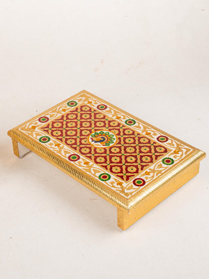 Meenakari Bajot - Peacock Design - 10x15 inch - Red - WL5211-2