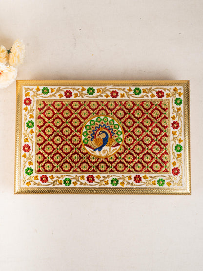Meenakari Bajot - Peacock Design - 12x18 inch - Red - WL5211-3