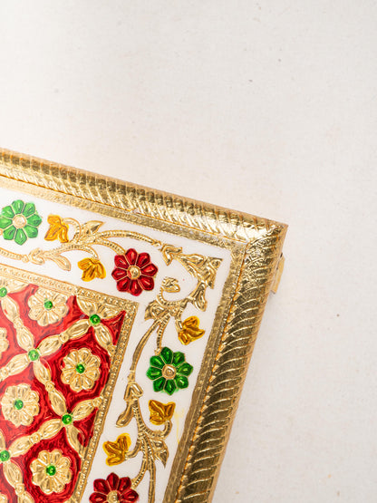 Meenakari Bajot - Peacock Design - 12x18 inch - Red - WL5211-3