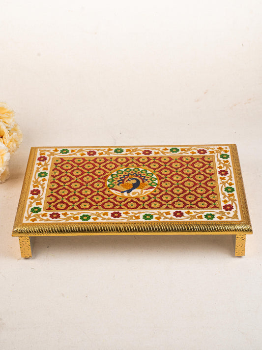 Meenakari Bajot - Peacock Design - 12x18 inch - Red - WL5211-3
