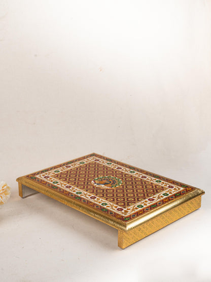 Meenakari Bajot - Peacock Design - 15x21 inch - Red - WL5211-4