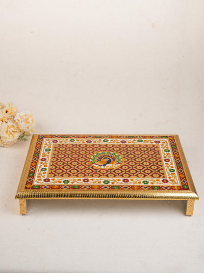 Meenakari Bajot - Peacock Design - 15x21 inch - Red - WL5211-4