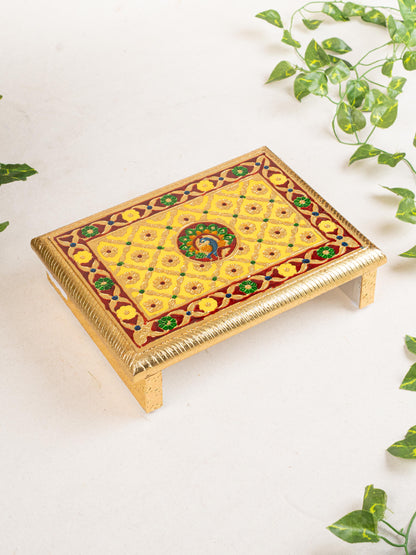 Meenakari Bajot - Peacock Design - 9x12 inch - Yellow - WL5212-1