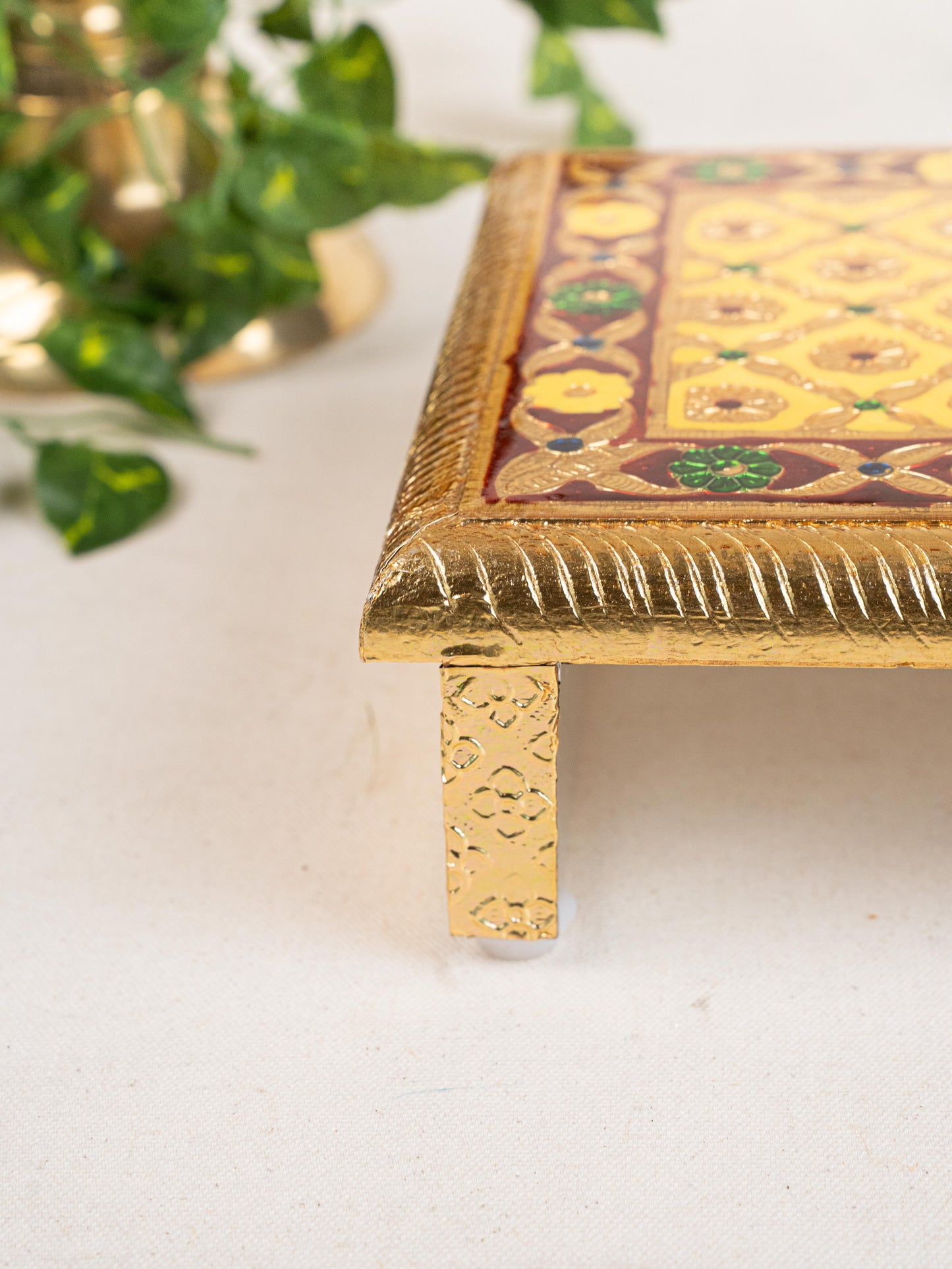 Meenakari Bajot - Peacock Design - 9x12 inch - Yellow - WL5212-1