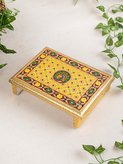 Meenakari Bajot - Peacock Design - 9x12 inch - Yellow - WL5212-1