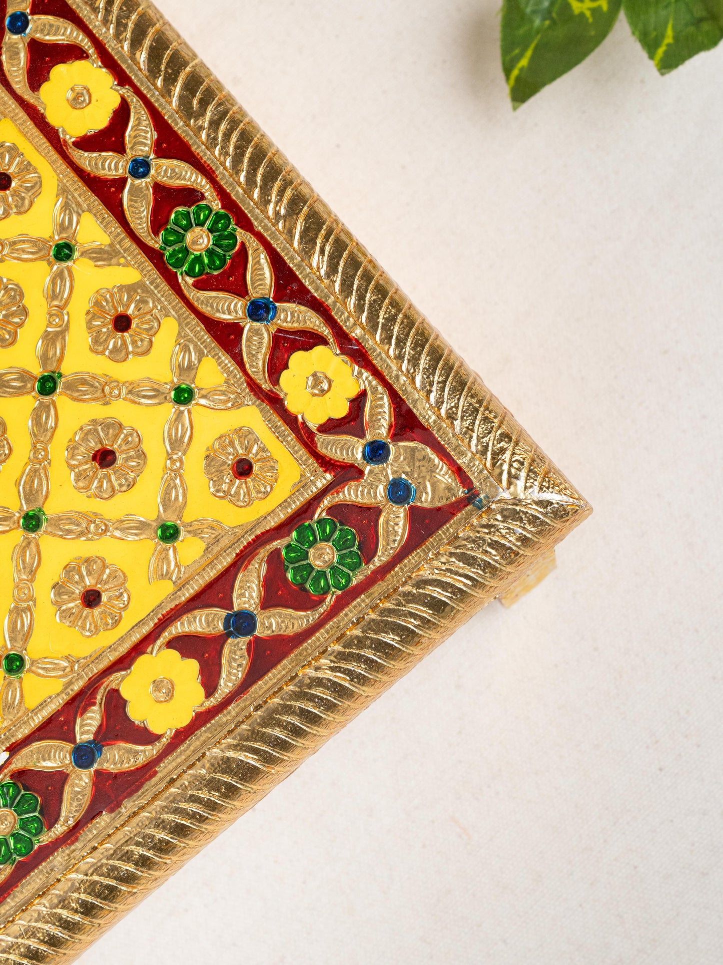 Meenakari Bajot - Peacock Design - 9x12 inch - Yellow - WL5212-1