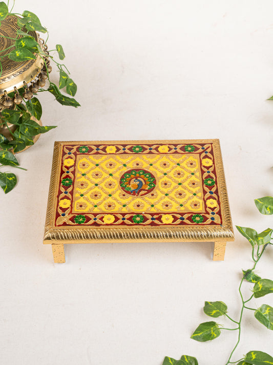 Meenakari Bajot - Peacock Design - 9x12 inch - Yellow - WL5212-1