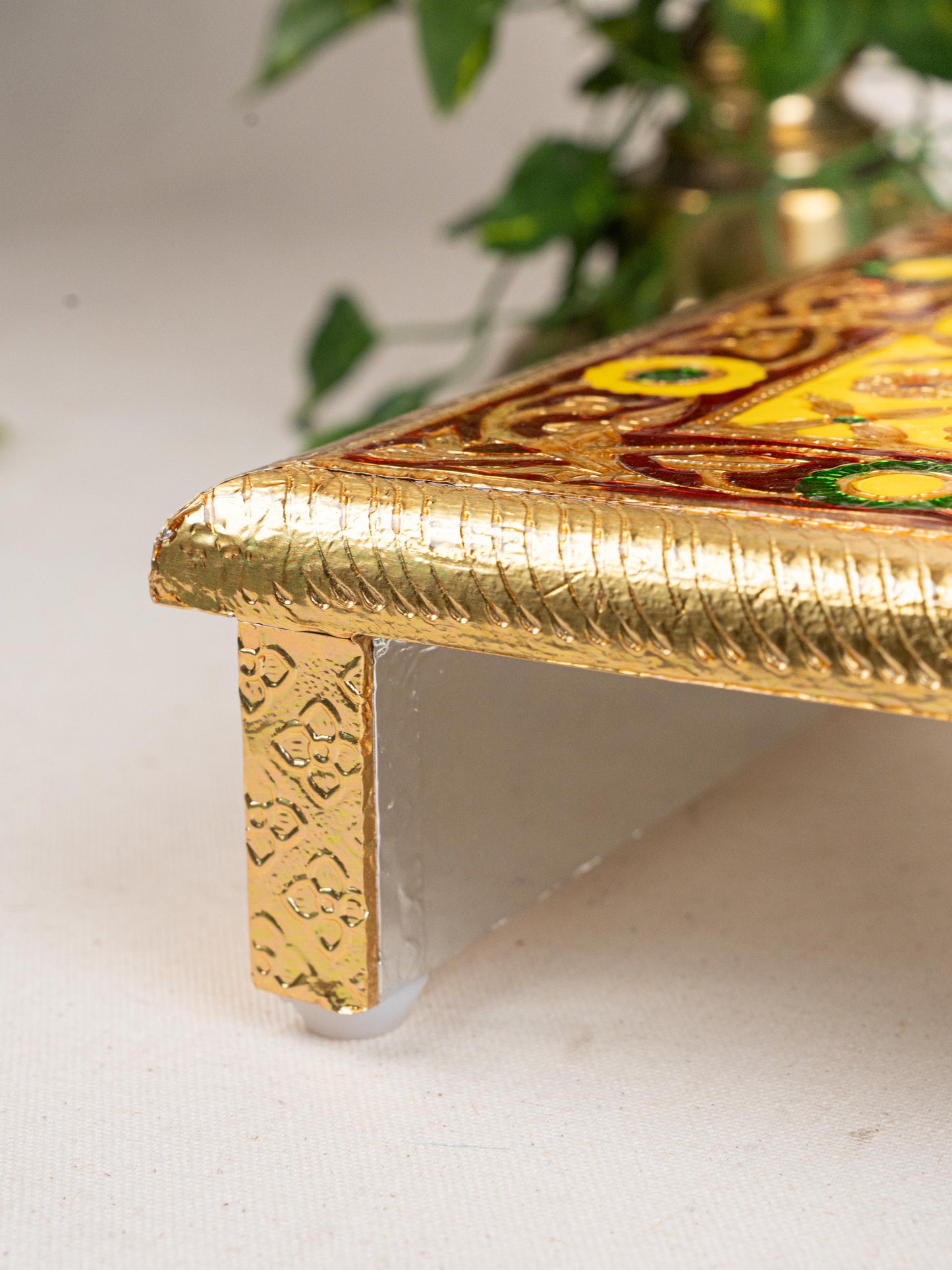 Meenakari Bajot - Peacock Design - 10x15 inch - Yellow - WL5212-2