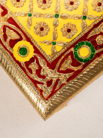 Meenakari Bajot - Peacock Design - 10x15 inch - Yellow - WL5212-2