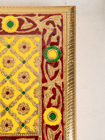 Meenakari Bajot - Peacock Design - 10x15 inch - Yellow - WL5212-2