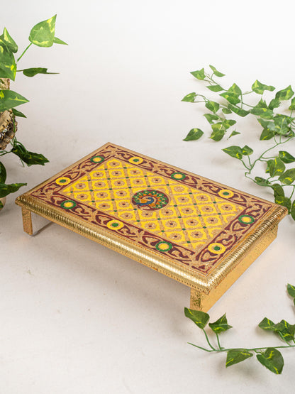 Meenakari Bajot - Peacock Design - 10x15 inch - Yellow - WL5212-2