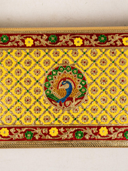 Meenakari Bajot - Peacock Design - 12x18 inch - Yellow - WL5212-3