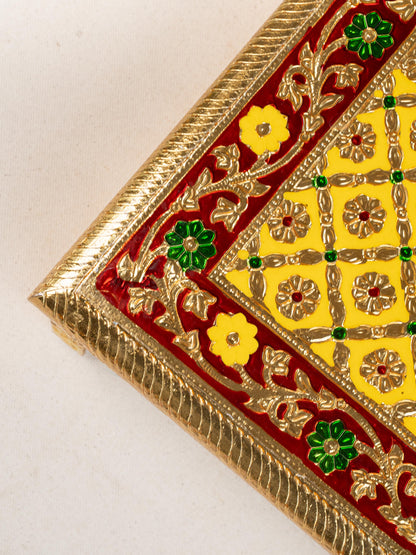 Meenakari Bajot - Peacock Design - 12x18 inch - Yellow - WL5212-3
