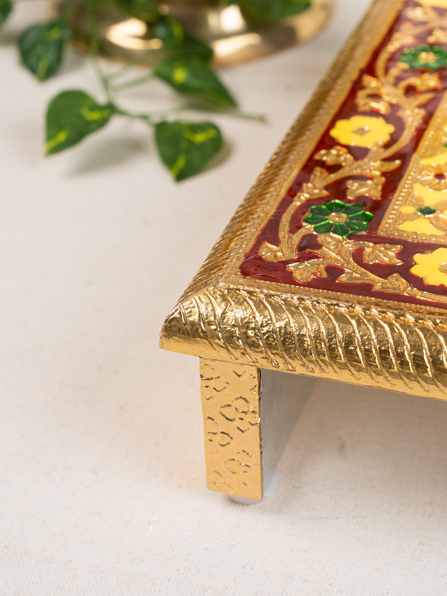Meenakari Bajot - Peacock Design - 12x18 inch - Yellow - WL5212-3